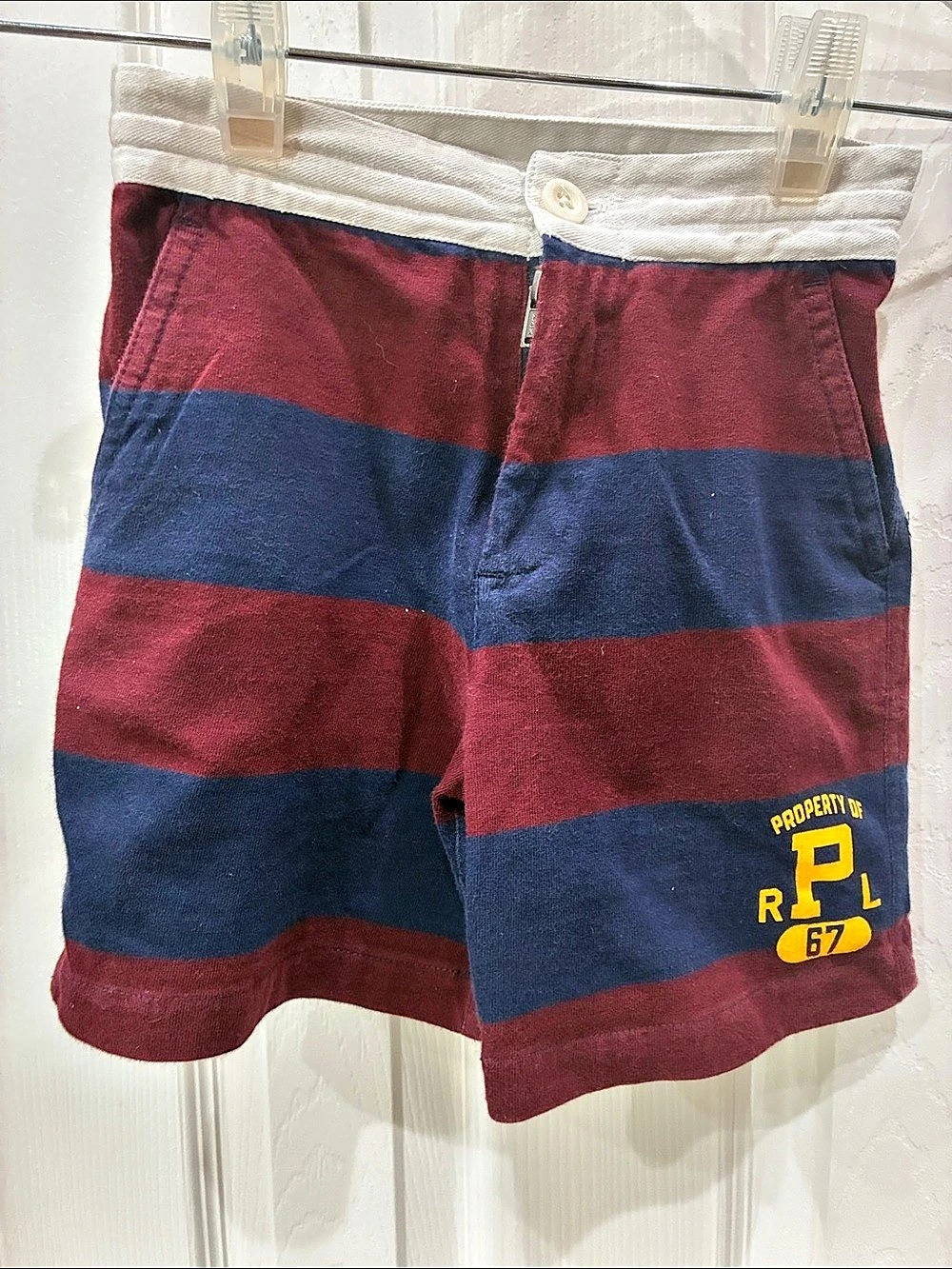 Polo Ralph Lauren Property of RPL 67 Striped Athletic Shorts Blue & Red